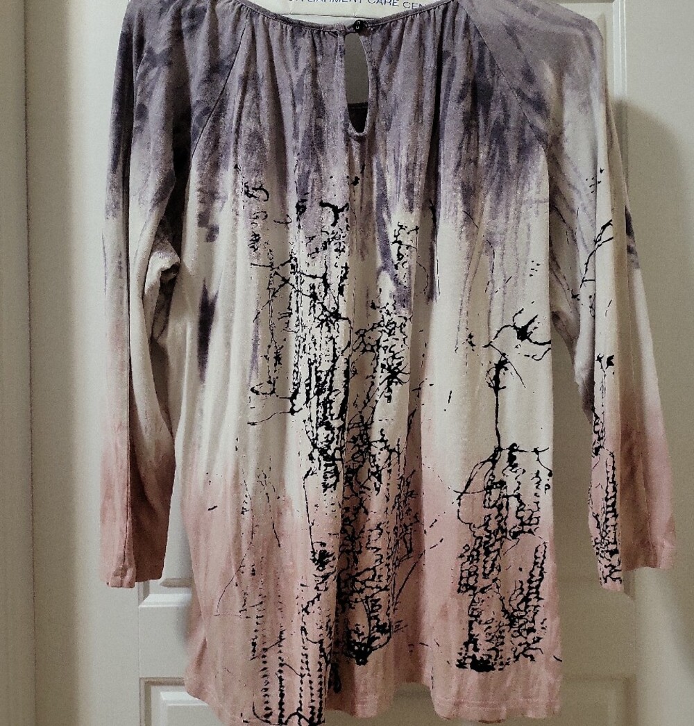 Parsley & Sage Lilac, Blush & Black Ombre Peasant Top - Picture 2 of 3